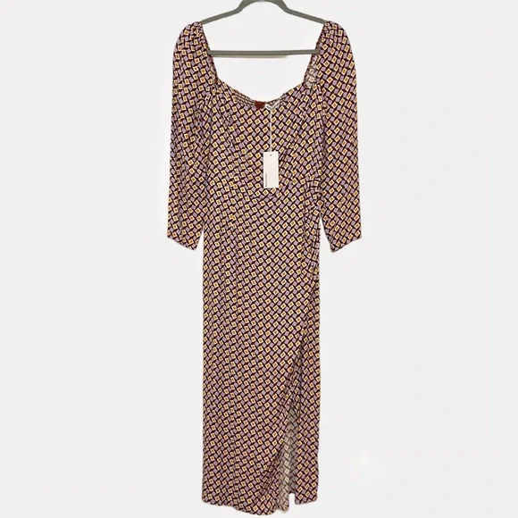 Reformation Hilda Midi Long Sleeve Dress Plaza Print Size 8 NWT - Picture 4 of 16